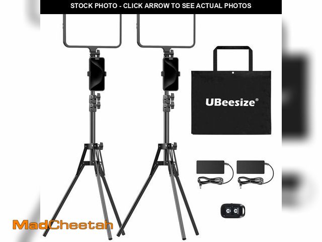 Lot 74-13549592 - UBeesize 2 Pack LED Video Light Kit, Photography Lighting, 13" Studio Lights with 65" Tripod Stand a...