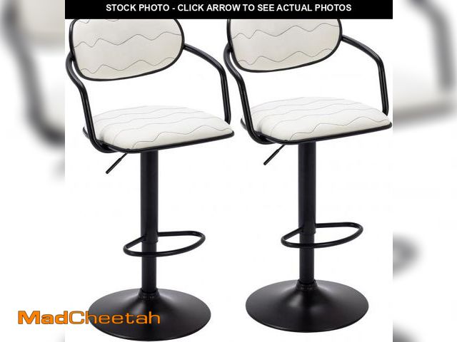 Lot 74-12098587 - VECELO Bar Stools Set of 2, Adjustable Counter Height Barstools with Back and Arm, Swivel Bar Chairs...