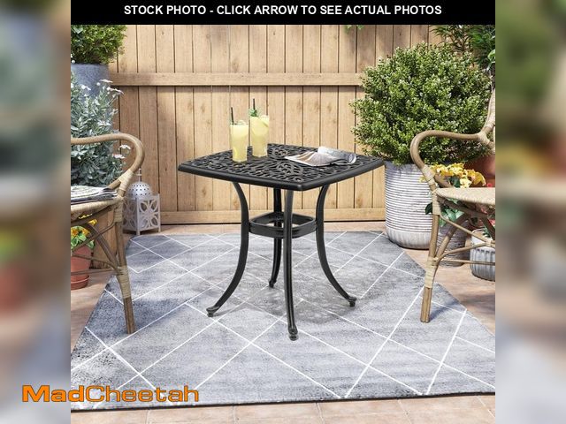 Lot 74-12659472 - All-weather Square Black Aluminum Patio End Table Outdoor Side Table - UNUSED