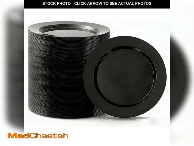 Lot 74-14378544 - Bestluck 100PCS Black Plastic Dinner Plates 10inch, Premium Hard Disposable Plates for Party, Weddin...