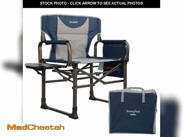 Lot 74-12834014 - SUNNYFEEL Oversized Camping Directors Chair Blue Portable Folding Chair for Adults Support 600lbs wi...