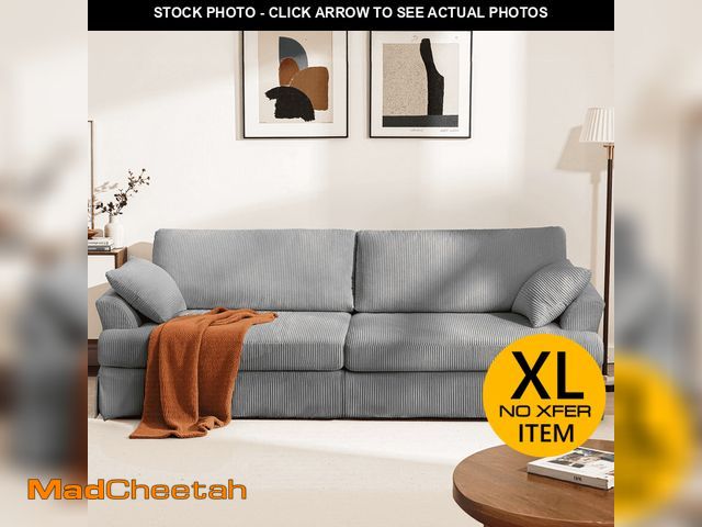 Lot 74-12833764 - 87" Cloud Comfy Sofa Couch with Deep Seat and Thick Cushion, Corduroy Upholstered Fabric Soft Couch ...