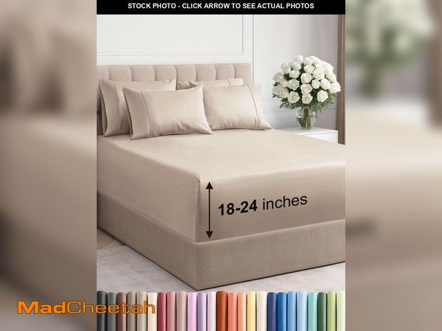 Lot 74-12306319 - Extra Deep Cal King Sheet Set - 6 Piece Breathable &amp; Cooling Sheets - Hotel Luxury Bedding Set w...