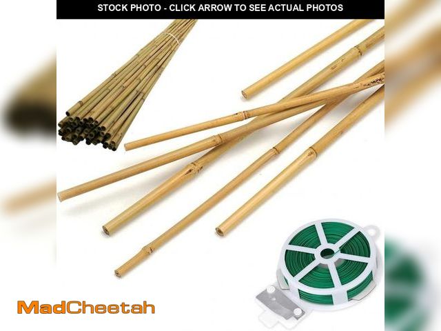 Lot 74-12397980 - HOPELF 50 Pack 3ft Bamboo Plant Stakes for Wood Garden Sticks, Wooden Plant Supports, Bamboos, Trell...