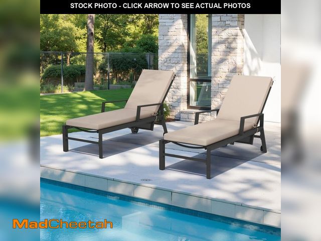 Lot 74-12659465 - 2 - Piece 72 in. x 21 in. Outdoor Chaise Lounge Replacement Cushions in Beige for Patio Furniture - ...