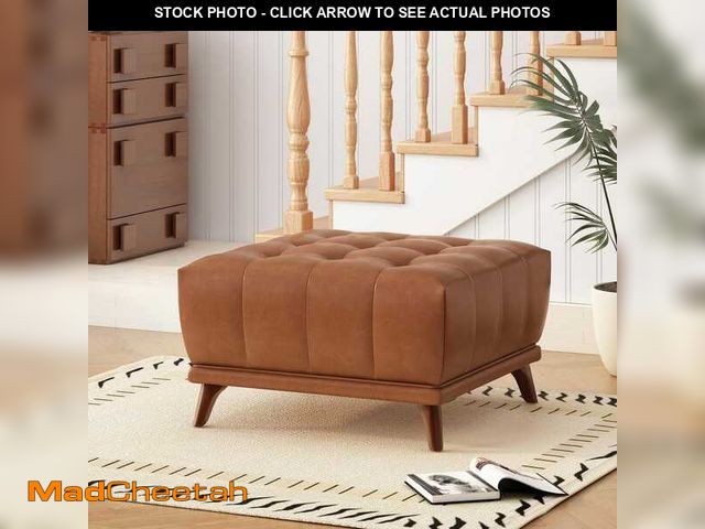 Lot 74-14254396 - CHRISTOPHER KNIGHT HOME Ansel Mid-Century Modern Brown Faux Leather Upholstered Square Tufted Accent...