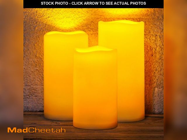 Lot 74-14268221 - Homemory Large Solar Candles Outdoor Waterproof, 4"x6"8" 10", Dusk to Dawn, Solar Powered Flameless ...