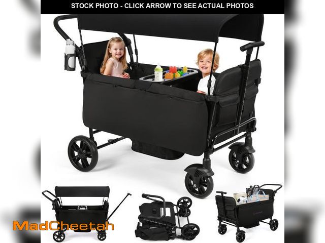 Lot 74-12155591 - Vomeast Wagon Stroller for Kids, Spacious 2-Seater Stroller Wagon with Adjustable Canopy, Pull &amp;...
