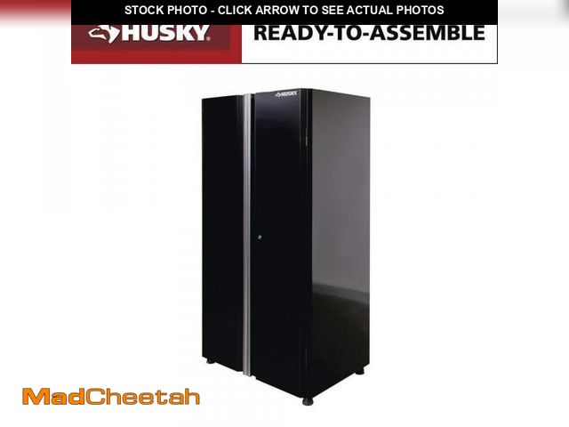 Lot 74-12145772 - Husky Ready-to-Assemble 24-Gauge Steel Garage Gear Cabinet in Black (36.6 in. W x 72 in. H x 24 in. ...