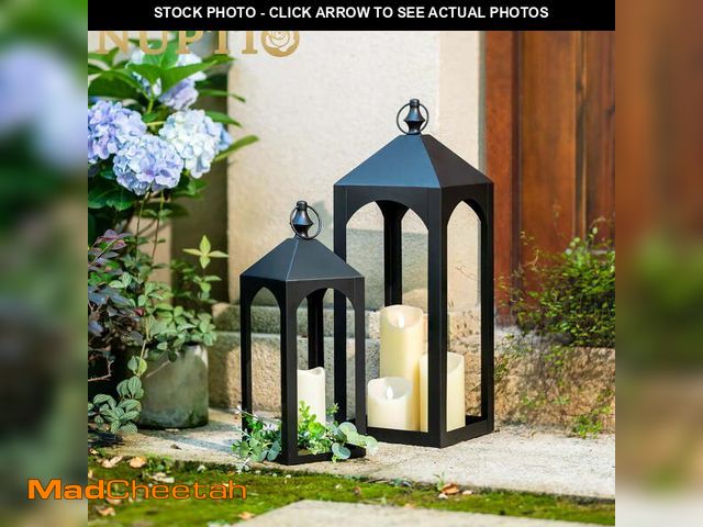 Lot 74-14070741 - Nuptio Tall Black Lanterns Decorative Indoor for Pillar Candle Holder , Indoor Outdoor Lanterns for ...