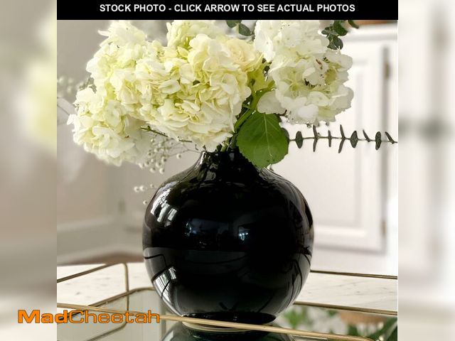 Lot 74-12718884 - Willowy 7.5 Inch Large Black Ceramic Vase with Glossy Finish - Black Vases for Centerpieces, Vases f...
