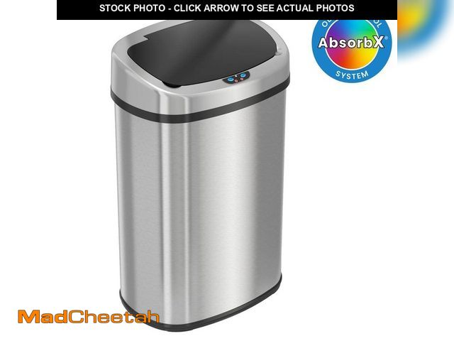 Lot 74-14254966 - iTouchless 13 Gal. / 49 Liter Stainless Steel Household Metal Trash Can with Sensor Lid and Odor Fil...