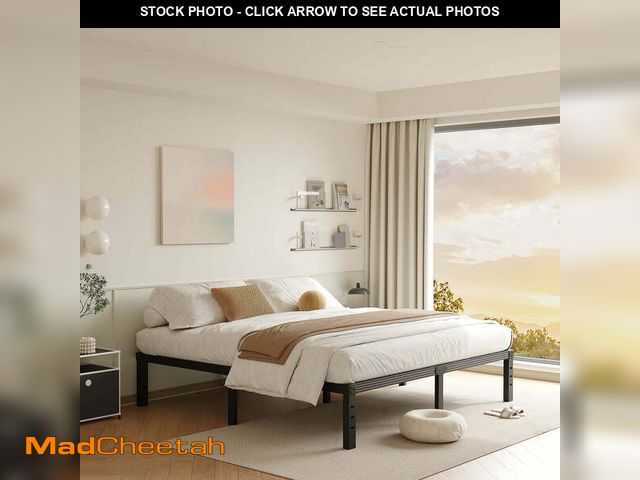 Lot 74-12670713 - (MISSING HARDWARE) FSCHOS 14 Inch King Size Bed Frame, Heavy Duty Metal Platform, No Box Spring Need...