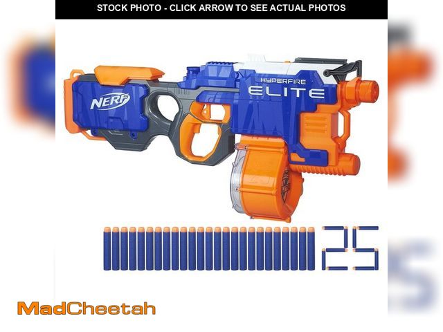 Lot 74-13788343 - Nerf HyperFire Motorized Elite Blaster, 25-Dart Drum, Fires Up to 5 Darts Per Second, Includes 25 Of...