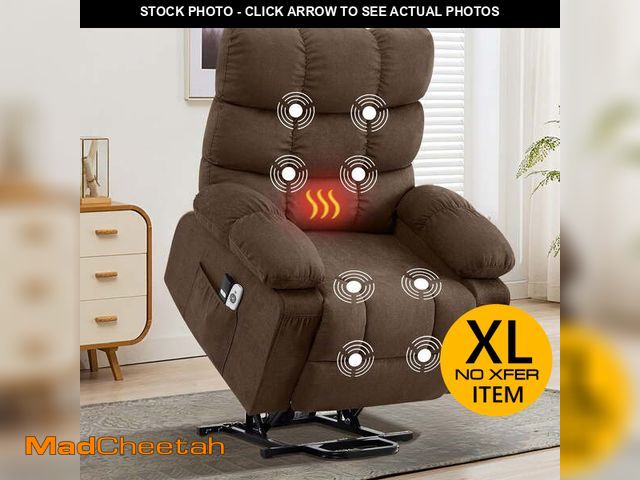 Lot 74-14308442 - JONPONY Power Lift Recliner Chair for Elderly with Heat and Massage, USB Charge Port and Side Pocket...