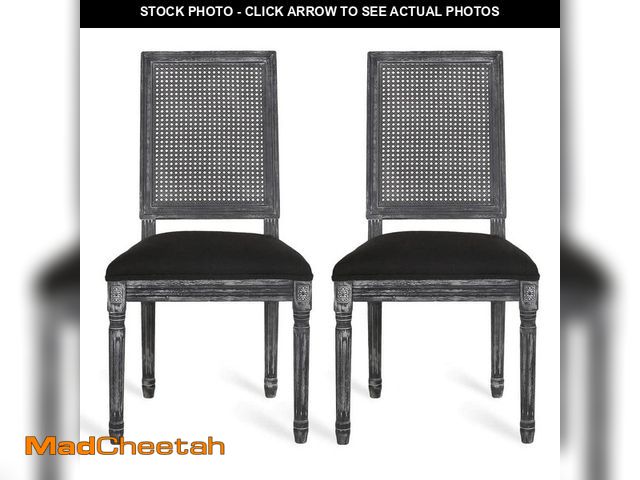 Lot 74-13690893 - Noble House Beckstrom Black and Gray Upholstered Dining Chair (Set of 2) - UNUSED