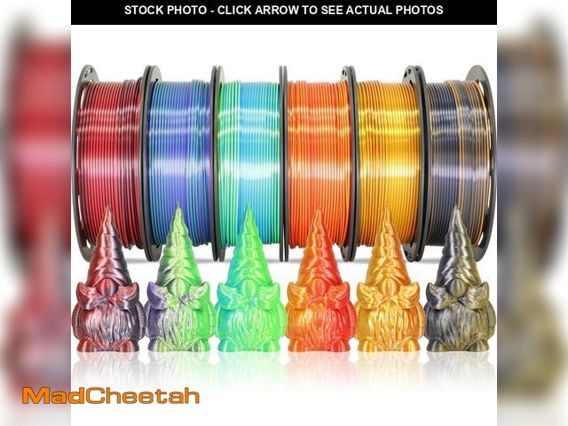 Lot 74-12703556 - MIKA3D 6 Spools Bicolor Dual Color 1.75mm 3D Printer Filament Bundle, 3D Printing Silk PLA, Silk Bla...