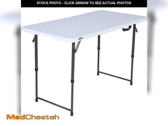 Lot 74-12423621 - Lifetime 4 Foot Fold-in-Half Adjustable Height Table  Indoor/Outdoor Essential  White (80509) - UNUS...