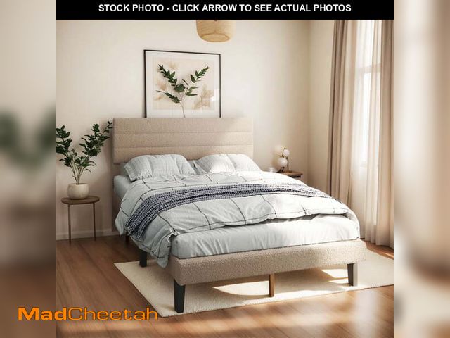Lot 74-13816214 - Zimtown Twin Platform Upholstered Bed Frame with Soft Adjustable Headboard, Wooden Mattress Foundati...