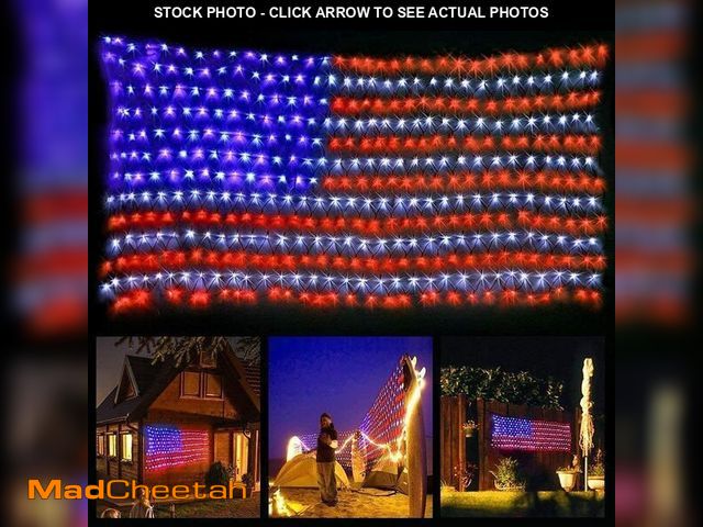 Lot 74-14337518 - MZD8391 American Flag Lights 420 Super Bright LEDs, Waterproof LED US Flags Light for 4th of July De...