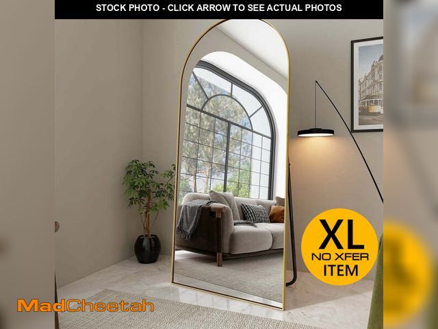 Lot 74-13781324 - BEAUTYPEAK 76"x34" Oversized Arched Metal Framed Standing Mirrors, Gold - UNUSED