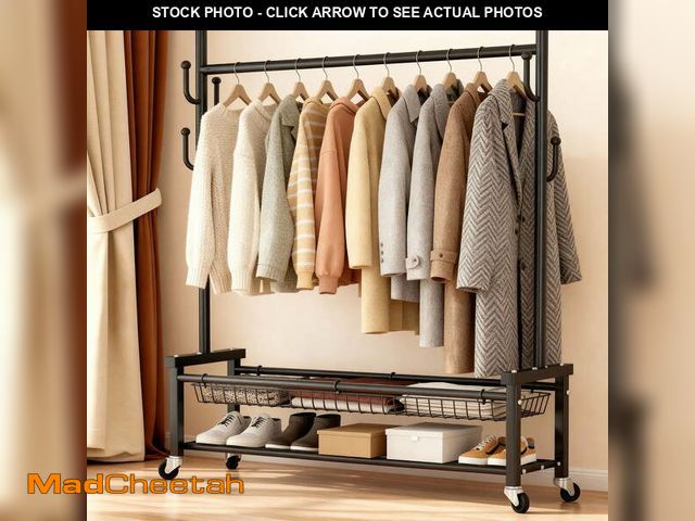 Lot 74-13658053 - Flngr Heavy Duty Clothes Rack Load 260 lbs, Standing Rolling Clothing Rack for Hanging Clothes with ...
