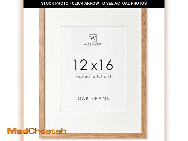 Lot 74-10956085 - 12x16 Solid Oak Picture Frame, 12 x 16 Wooden Photo Frame with Mat, 12"x16" Natural Oak Wood Frame f...
