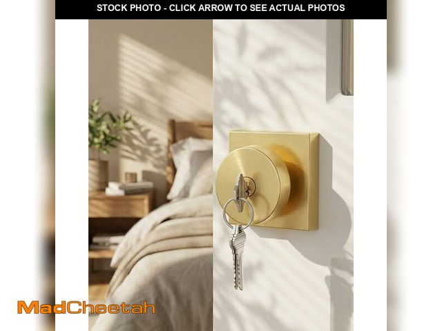 Lot 74-14267888 - Haidms Entry Door Knob with Lock and Key Ã¢â¬â Zinc Alloy Brushed Gold Front Door Lockset for Ext...