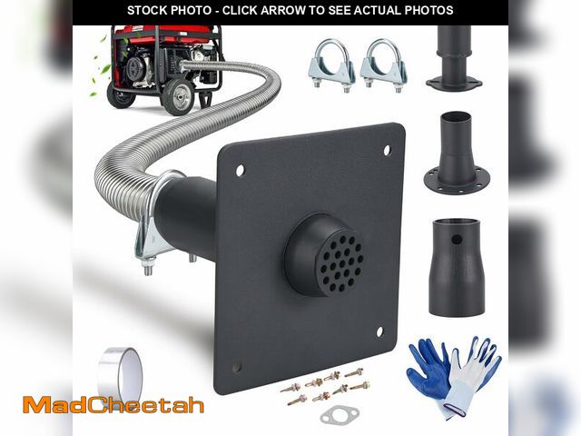 Lot 74-14267525 - Generator Exhaust Extension Silencer Kit with Universal Stainless Muffler | Flex Pipe | Wall Plate A...