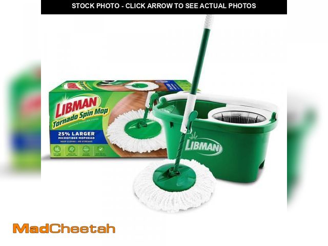 Lot 74-12463789 - Libman Tornado Spin Mop with Bucket Cleaning System, Microfiber Spin Mop Head, Machine Washable, 14-...