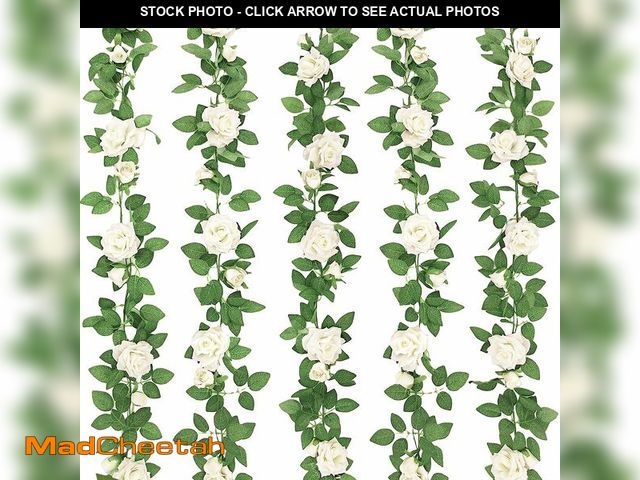 Lot 74-14274713 - ZIFTY 5Pcs 32.5FT Flower Garland Artificial Rose Vine White Fake Silk Floral Hanging for Wedding Arc...