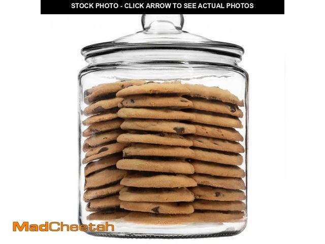 Lot 74-11544985 - 1 Gallon Glass Cookie Jar with Lid ? Airtight Glass Food Storage Container for Cookies, Candy, Flour...