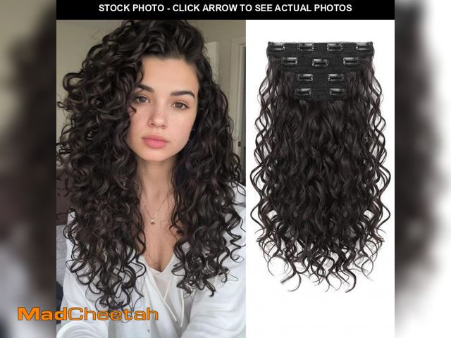 Lot 74-12120148 - REECHO Curly Hair Extensions, 4PCS 16 inch Clip in Hair Extensions Lace Weft Short Curly Hair Extens...