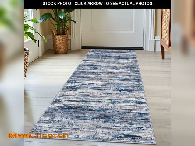 Lot 74-12705719 - SIILOOM 2x5 Modern Abstract Runner Rug for Hallways, Navy Blue Gray Neutral Multi Super Soft Hallway...