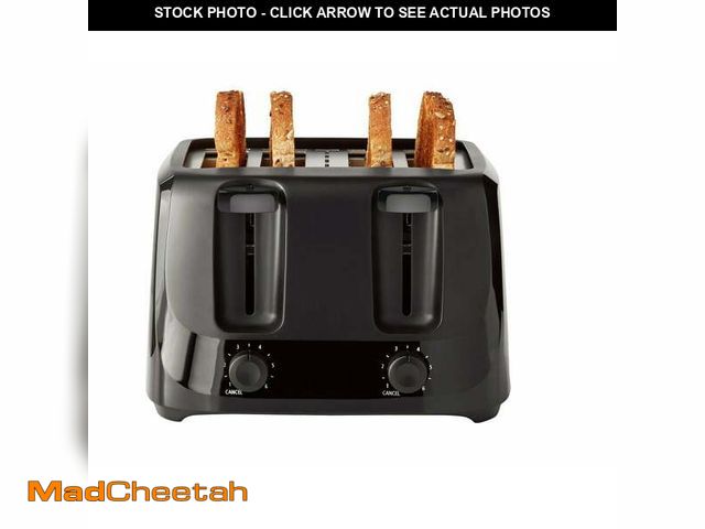 Lot 74-12861154 - Mainstays 4-Slice Toaster Black with 6 Shade Settings and Removable Crumb Tray - UNUSED