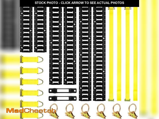 Lot 74-12397864 - Elechomes E Track Tie-Down Rail KitÃÂ¯ÃÂ¼ÃÂ¡22 Pcs Set Etrack kit 6 Rails, 2 Ratchet Straps, 6 Ro...