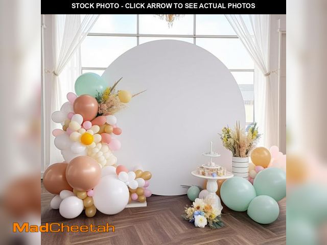 Lot 74-12436835 - Haefoo 7.2FT White Round Backdrop Cover for 5 to 7.2ft Circle Arch Stand - Arch Backdrop Cover Circl...