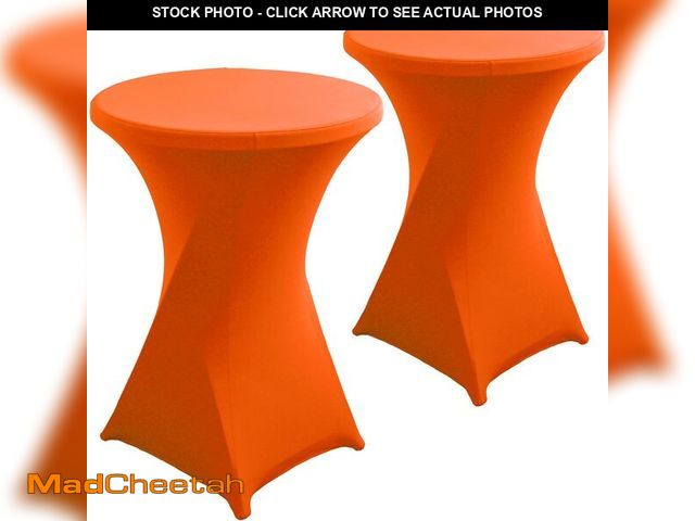 Lot 74-14210198 - Jusmate 2 Pack 32x43 Inch Spandex Cocktail Table Cover, Fitted Round Cocktail Tablecloth, Stretch Hi...