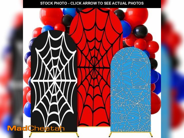 Lot 74-12706504 - Tingjoo 3 Pcs Spider Web Arch Backdrop Cover Set 4Ft 5Ft 6Ft Spider Birthday Party Decorations Polye...