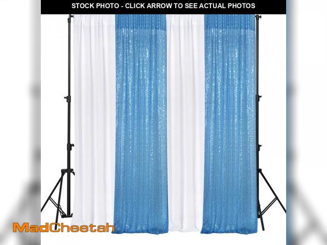 Lot 74-11558543 - VitalCozy 4 Panels Backdrop Curtains 2 Pcs 4 x 10 ft Sequin Glitter 2 Pcs 7 x 10 ft Chiffon Photo Ba...