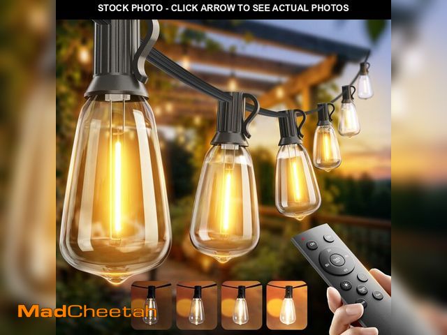 Lot 74-14422984 - addlon 100FT Outdoor String Lights ST38 LED with Remote Waterproof Dimmable - UNUSED
