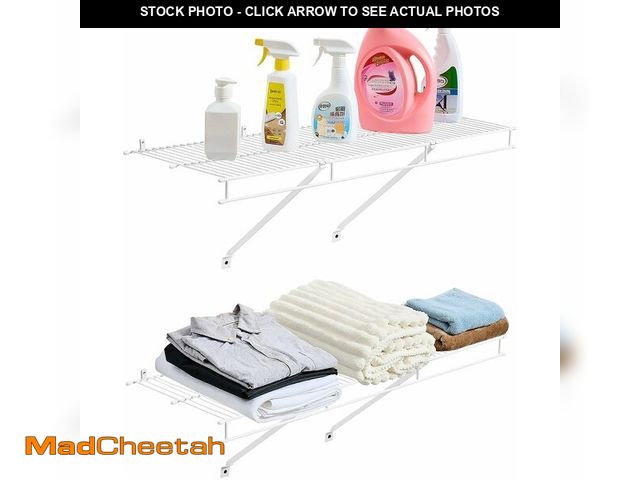 Lot 74-14582198 - VEVOR Wire Shelf Kit, 3 ft, Set of 2, Wall Mounted Wire Shelves, Heavy-Duty Carbon Steel Hanging She...