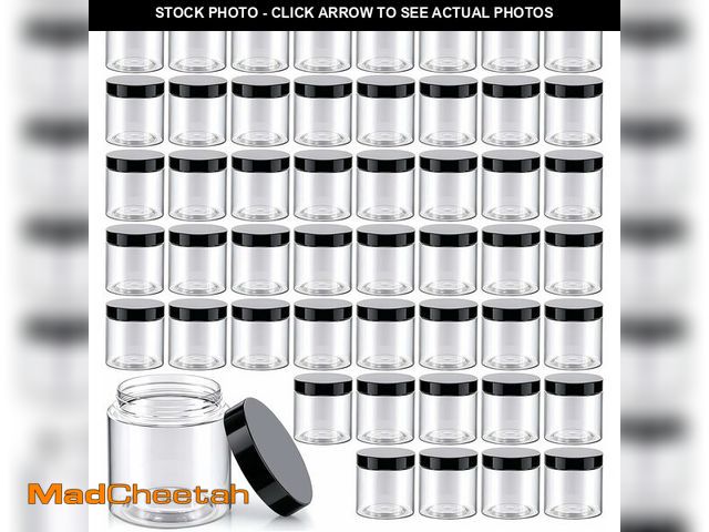 Lot 74-14143923 - 50 Pack 4 oz Clear Plastic Jars with Lids - Small/Mini Containers for Slime, Ointments, Lip Balm, Cr...