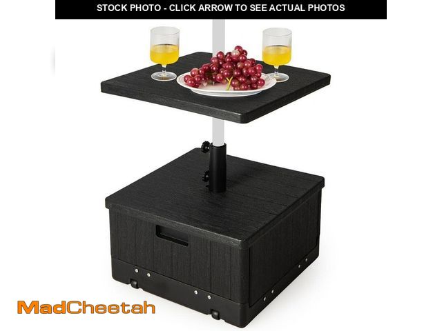 Lot 74-14467898 - Gymax 175 lbs. Fillable Patio Umbrella Base with Table Tray Wheeled 3-in-1 Stand Outdoor in Black GY...