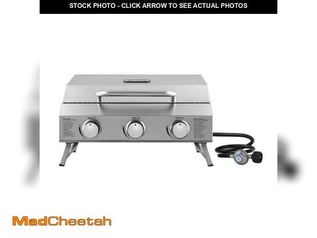 Lot 74-14115444 - NXR 3 Burner Portable Tabletop Propane Gas Grill in Stainless Steel - UNUSED