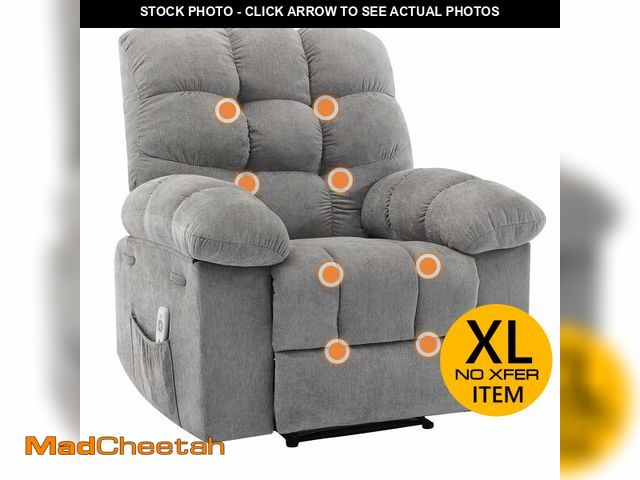 Lot 74-12689174 - Recliner Rocking Chair with Massage &amp; Heat, Wide Overstuffed Fabric Recliner with Breathable Uph...