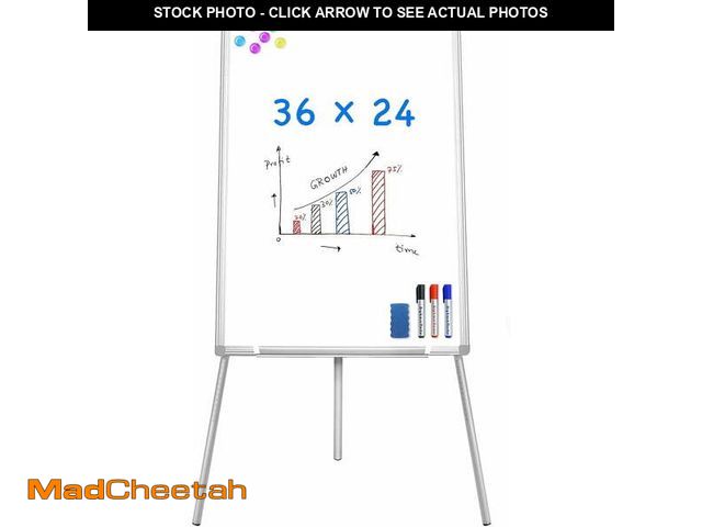 Lot 74-14070745 - Easel Whiteboard - Maxtek Magnetic Portable Dry Erase Board 36 x 24, Tripod Height Adjustable, Flipc...