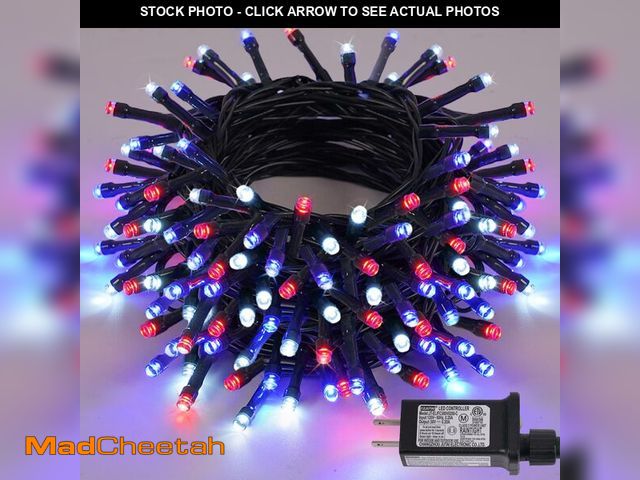 Lot 74-14155149 - YEGUO Red White and Blue String Lights, 66ft 200 LED 4th of July Lights Outdoor Waterproof, 8 Modes ...