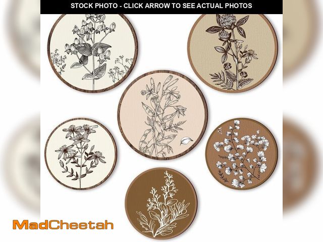 Lot 74-12709640 - Barydat 6 Pieces Boho Plant Wall Art Decor Wooden Boho Farmhouse Rustic Bohemian Wall Hanging for Be...