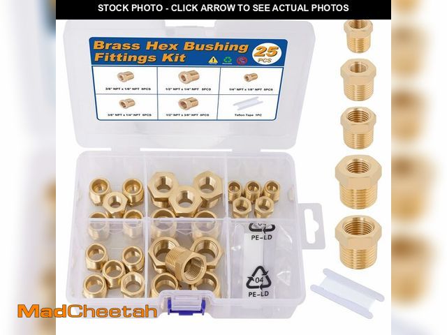 Lot 74-13544934 - KOOTANS 25PCS Brass Hex Bushing Kit Brass Fittings Assortment 1/4" to 1/8", 3/8" to 1/8", 3/8" to 1/...
